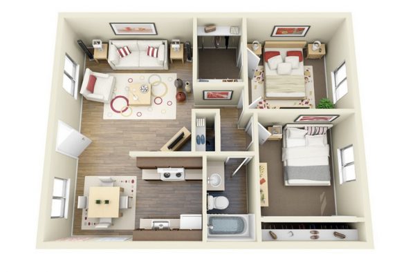 13 4 - Mẫu thiết kế nội thất chung cư hai phòng ngủ (P2) | BẢO TRÌ F24