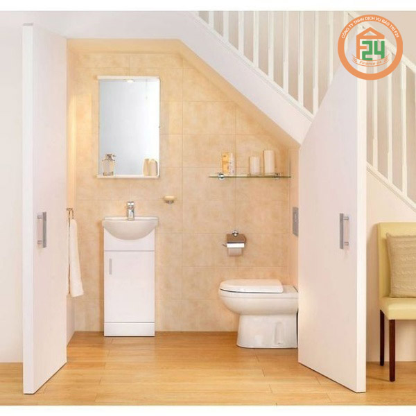 57 3 - Ý tưởng nội thất phòng tắm nhỏ dưới gầm cầu thang