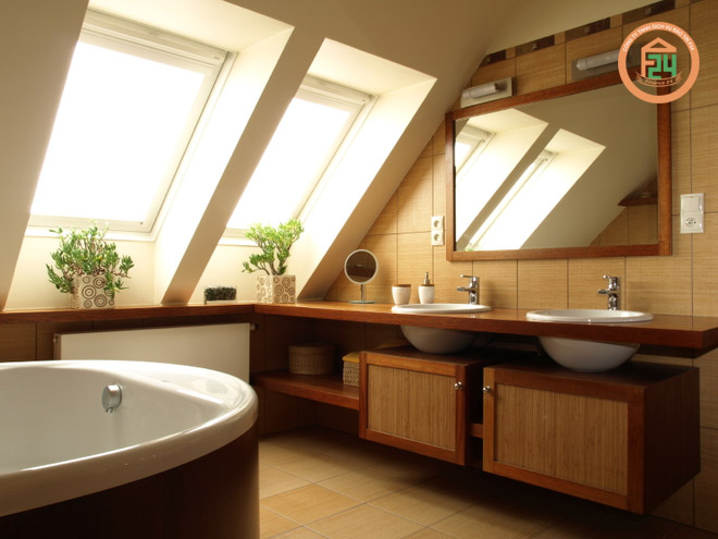 64 2 - Ý tưởng nội thất phòng tắm hiện đại trên tầng gác mái