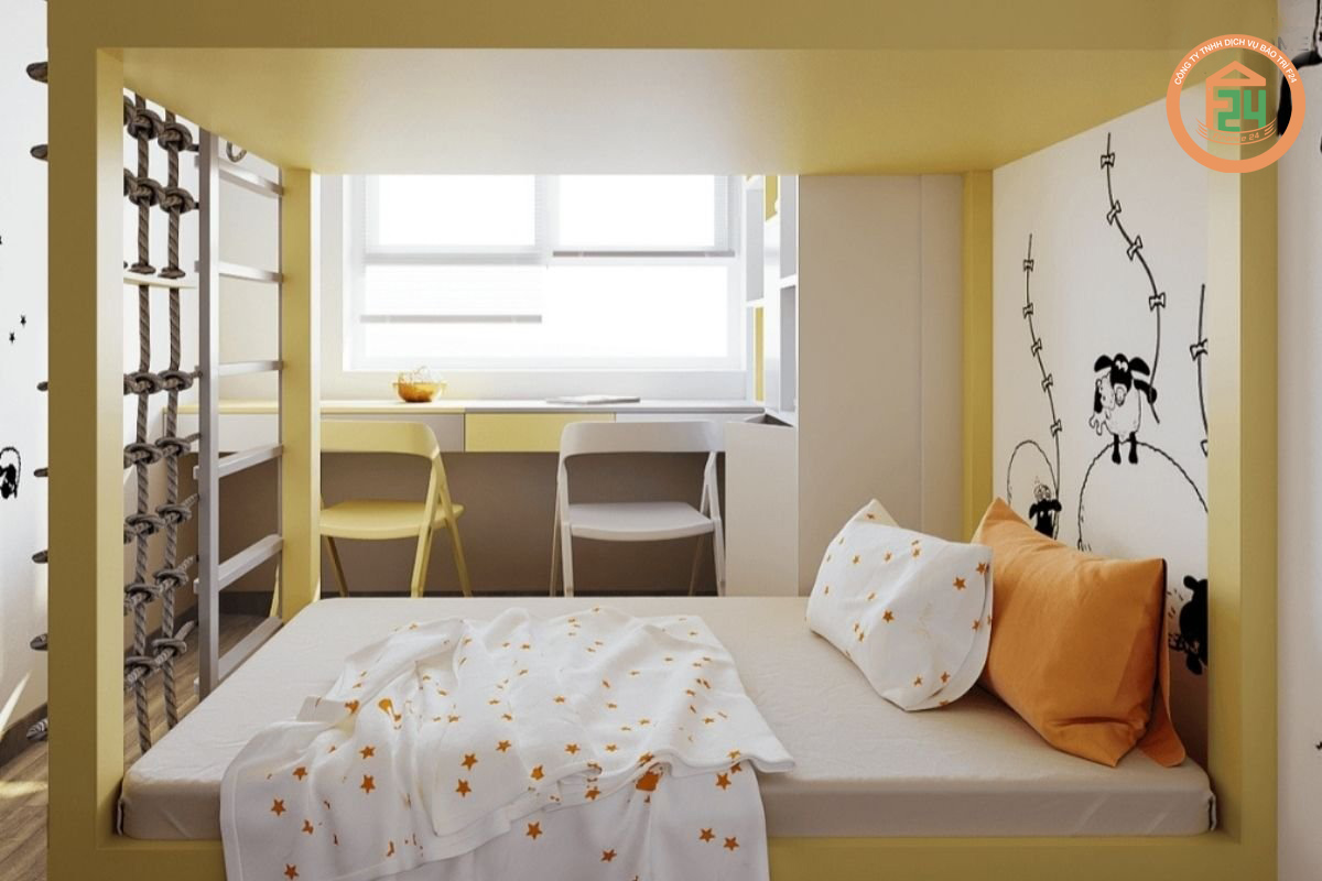 Thiết kế nội thất phòng ngủ hiện đại với gam màu trắng